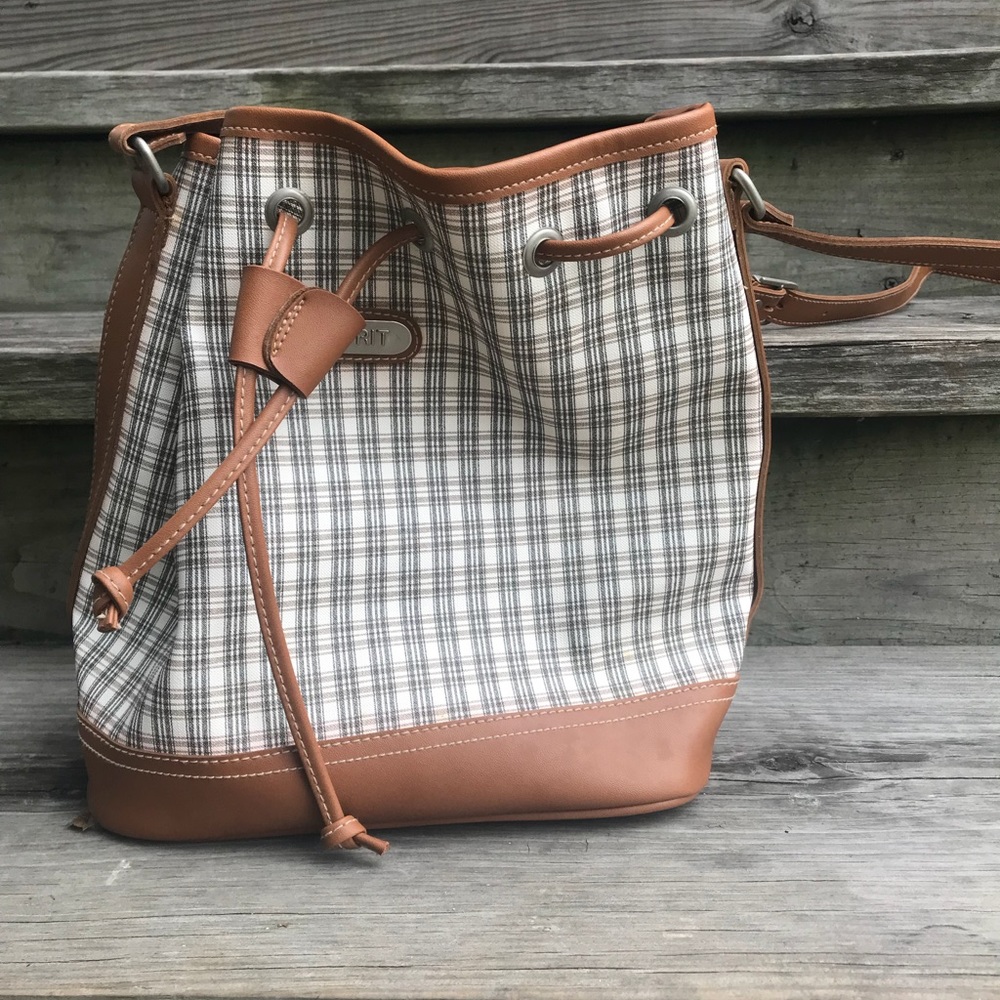 Cute Vintage Plaid/Tan Crossbody Leather Bag